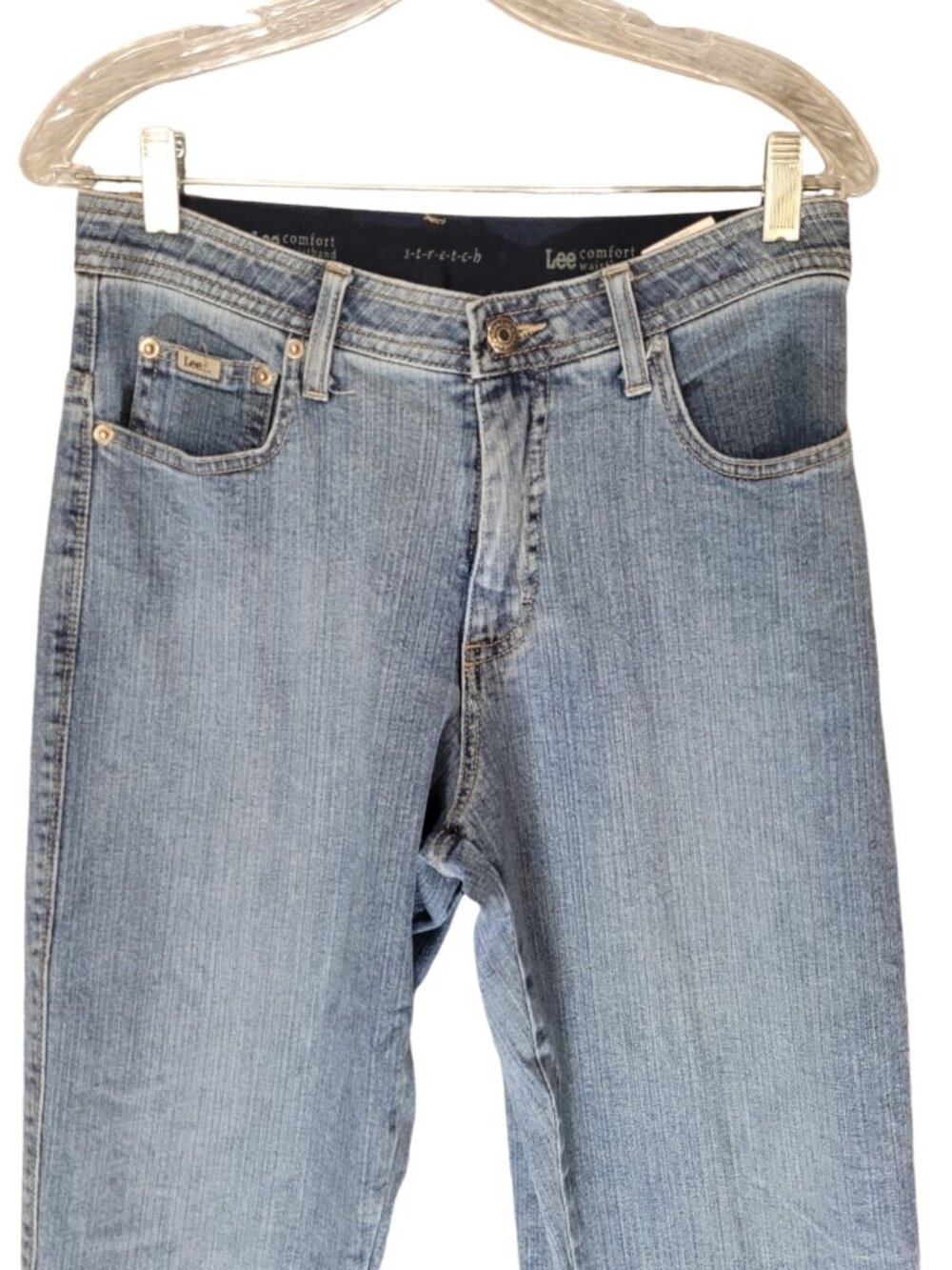 Lee Jeans Womens Petite Size 10P Blue Comfort Waistband Bootcut Stretch Mid Rise